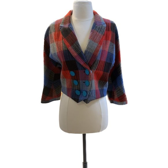 Marc by Marc Jacobs Vintage Women's Wool Plaid Double-Breasted Blazer - Size M - Picture 1 of 9